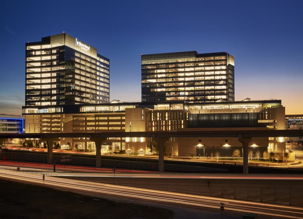 NIght view of Liberty Mutual North Texas Campus- Telios PC Project
